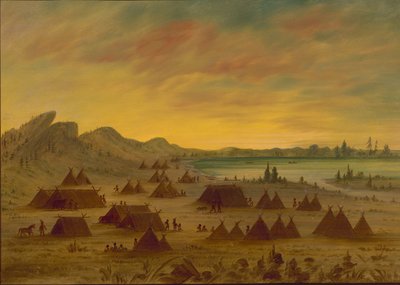 En Apachee Village, 18551869. af George Catlin