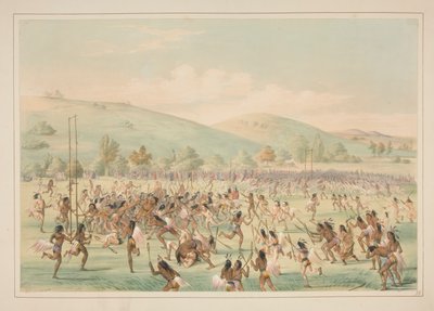 Boldspil, pl. 23 fra North American Indian Portfolio af George Catlin