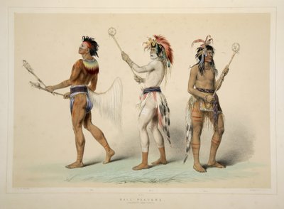 Boldspillere, fra Catlins North American Indian Portfolio. Jagtscener og forlystelser i Rocky Mountains og Prairies of America, pub. 1845 af George Catlin