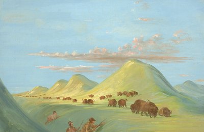 Batiste, Bogard og jeg nærmer mig Buffalo på Missouri, 1837-1839. af George Catlin