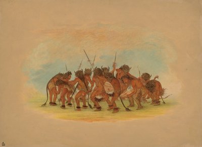 Buffalo Dance - Mandan, 1861. af George Catlin