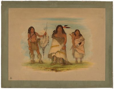 Comanche-høvding, hans kone og en kriger af George Catlin