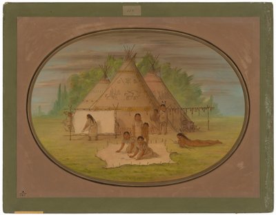 Cheyenne Village af George Catlin