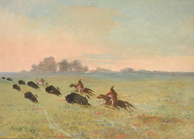 Comanche-indianere på jagt efter bøfler af George Catlin