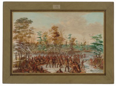 De Tonty beder om fred i den irokesiske landsby. 2. januar 1680 af George Catlin