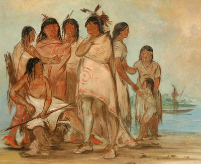 Du-cór-re-a, stammens høvding, og hans familie af George Catlin