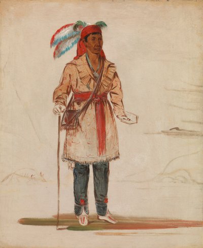 Ee-tów-o-kaum, begge sider af floden, stammens høvding af George Catlin