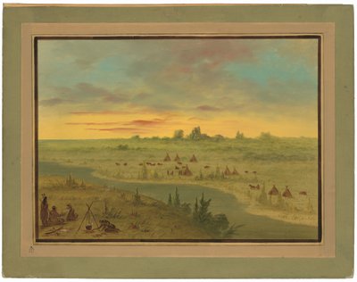 Pawnee-indianernes lejr ved solnedgang af George Catlin
