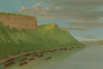 Fader Hennepin og ledsagere passerer elskerens spring. april 1680, 18471848. af George Catlin