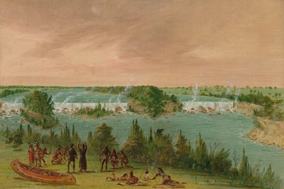 Fader Hennepin og ledsagere ved St. Anthony-faldene. 1. maj 1680, 18471848. af George Catlin