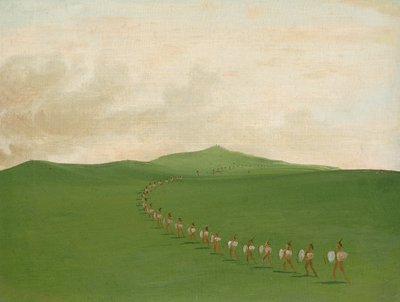Fodkrigsgruppe på march, øvre Missouri af George Catlin