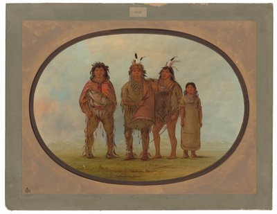 Fire dogrib-indianere af George Catlin