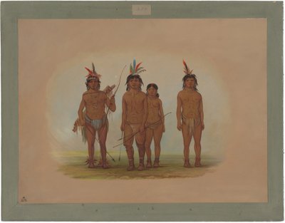 Fire Macouchi-indianere af George Catlin