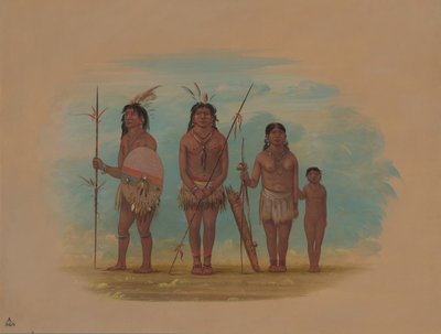 Fire Xingu-indianere, 18541869. af George Catlin