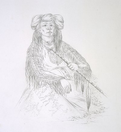 Ha-wan-je-tah (Det ene horn) 1852 af George Catlin