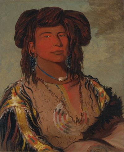 Ha-wón-je-tah, One Horn, chef for Miniconjou-stammen, 1832. af George Catlin