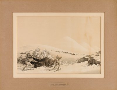 Jagt på bøfler i sne - nr. 15 af George Catlin