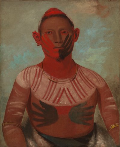 I-o-wáy, En af Black Hawks vigtigste krigere, 1832. af George Catlin