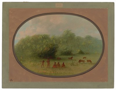 Indianere og heste i skoven af George Catlin