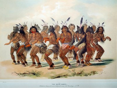 Indians of America: Bear Dance, ritual for en stamme af rød hud. Illustration af George Catlin (1794-1872) af George Catlin