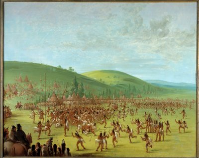 Indians of America: "" Game of balls among the Indians"" Maleri af George Catlin (1794-1872) 1835 Blerancourt, Musee Franco American - Native Americans Ball Play. Maleri af George Catlin (1794-1872) af George Catlin