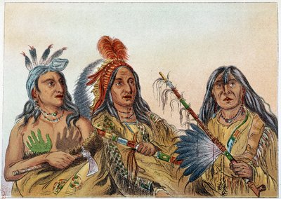 Indians of America: Portræt af sioux-høvdinge, hvis rivalisering var konstant. Illustration af George Catlin (1794-1872) af George Catlin