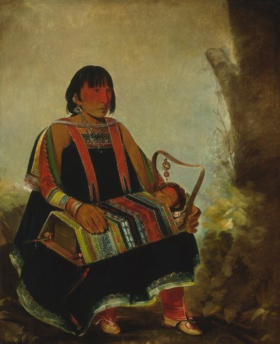 Jú-ah-kís-gaw, Kvinde med sit barn i en vugge, 1835. af George Catlin