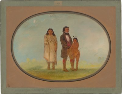 Kaskaskia Chief, hans mor og søn af George Catlin