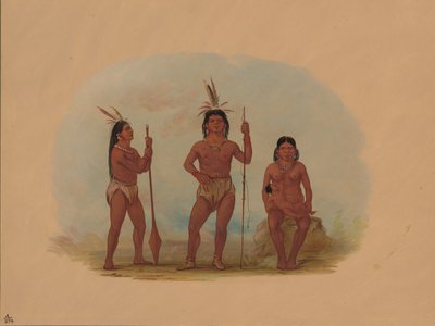 Klahoquaht-høvding, hans kone og søn, 18551869. af George Catlin