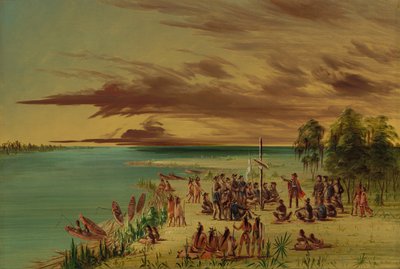 La Salle hævder Louisiana for Frankrig. 9. april 1682, 18471848. af George Catlin