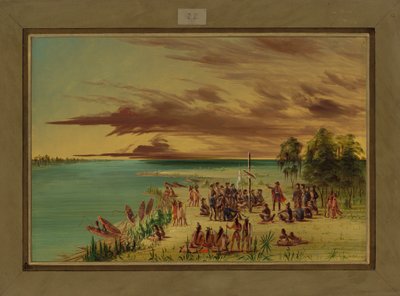 La Salle hævder Louisiana for Frankrig, 9. april 1682, 1847-48 af George Catlin