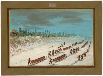 La Salle krydser Lake Michigan på isen. 8. december 1681 af George Catlin