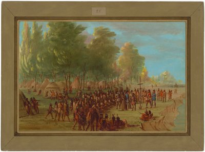 La Salle rejser et kors og tager landet i besiddelse. 25. marts 1682 af George Catlin