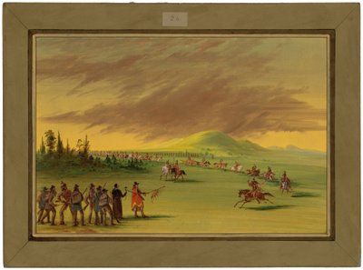 La Salle møder en krigsgruppe af Cenis-indianere på en prærie i Texas. 25. april 1686 af George Catlin