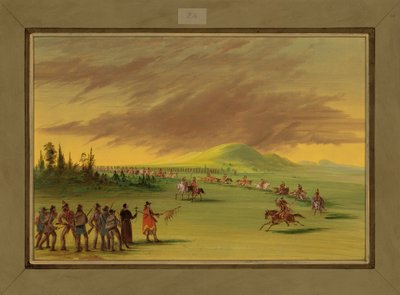 La Salle møder et krigsparti af Cenis-indianere på en prairie i Texas, 25. april 1686, 1847-48 af George Catlin
