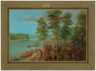 La Salle tager landet i besiddelse ved Arkansas-flodens udmunding. 10. marts 1682 af George Catlin