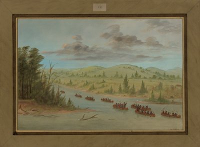 La Salles fest på vej ind i Mississippi i kanoer, 6. februar 1682, 1847-48 af George Catlin