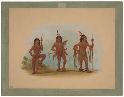 Lengua medicinmand med to krigere af George Catlin