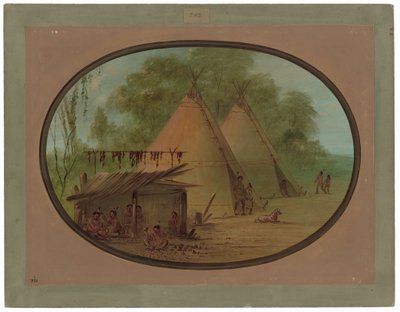 Fremstilling af pilespidser af flint - Apacherne af George Catlin