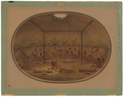 Mandan Ceremoni - Vandet synker ned af George Catlin