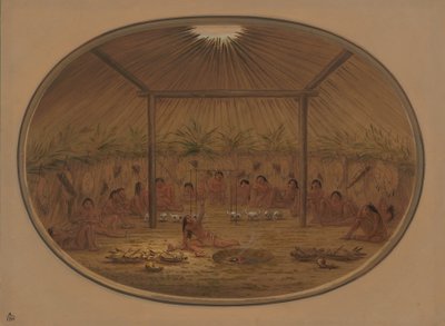 Mandan-ceremoni - Vandet synker ned, 18611869. af George Catlin