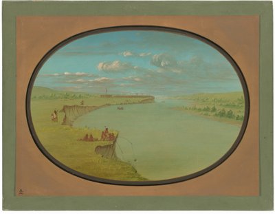 Mandan Village - En fjern udsigt af George Catlin