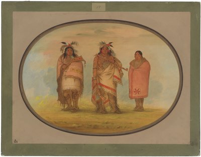 Menomonie-høvding, hans kone og søn af George Catlin
