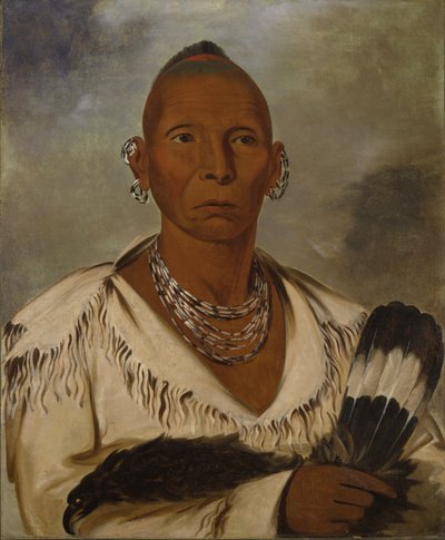 Múk-a-tah-mish-o-káh-kaik, Black Hawk, fremtrædende Sac-høvding af George Catlin