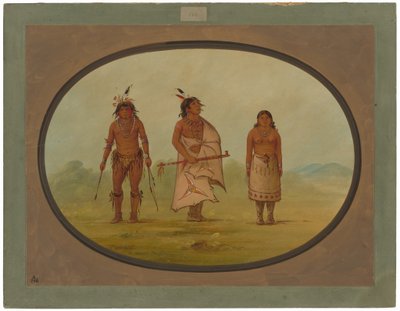 Mohave-høvding, en kriger og hans kone af George Catlin