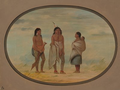 Nayas indianerhøvding, hans kone og en kriger, 18551869. af George Catlin