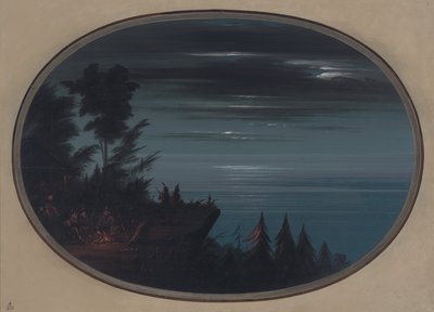 Nayas landsby om natten, 18551869. af George Catlin
