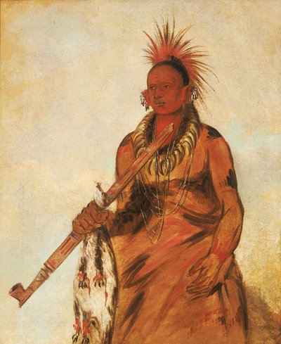 No-o-mún-nee, Walks in the Rain, a Warrior, 1832. af George Catlin