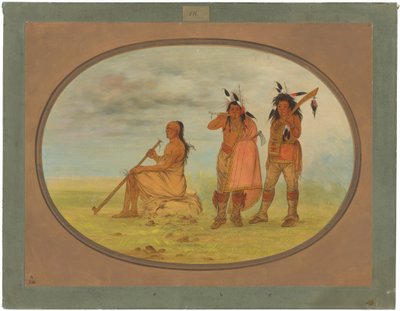 Gammel menomonie-høvding med to unge bejlere af George Catlin