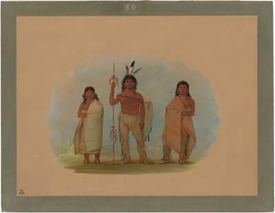 Ottawa-høvding, hans kone og en kriger af George Catlin